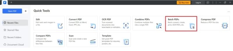 Opzione batch pdf su wondershare pdfelement