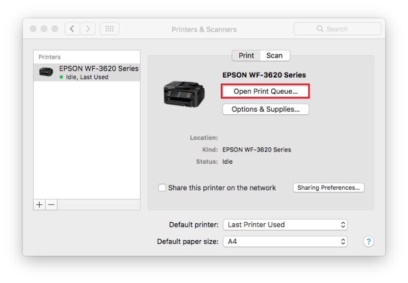 Open the Print Queue Menu on Mac