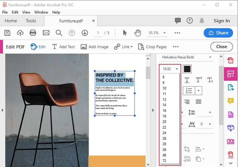 change font in adobe reader