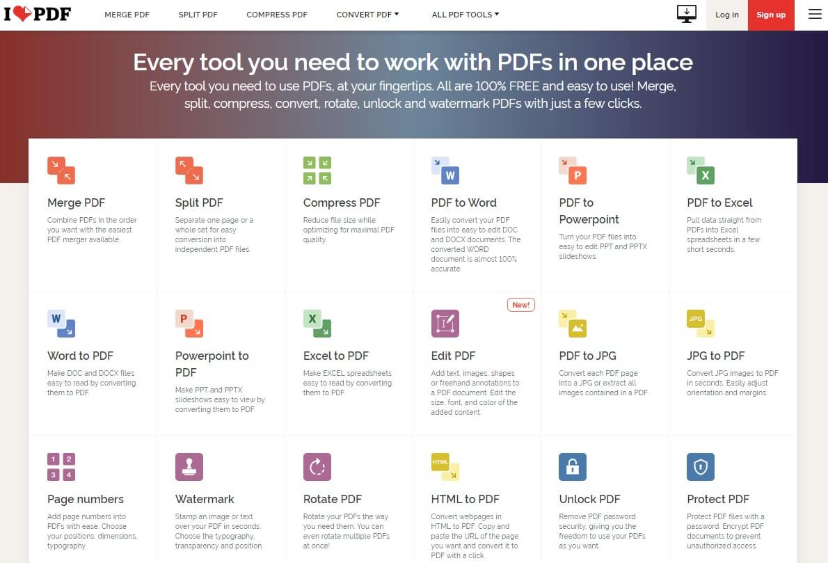 ilovepdf éditeur de pdf en ligne