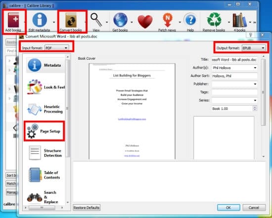 convert pdf to epub calibre
