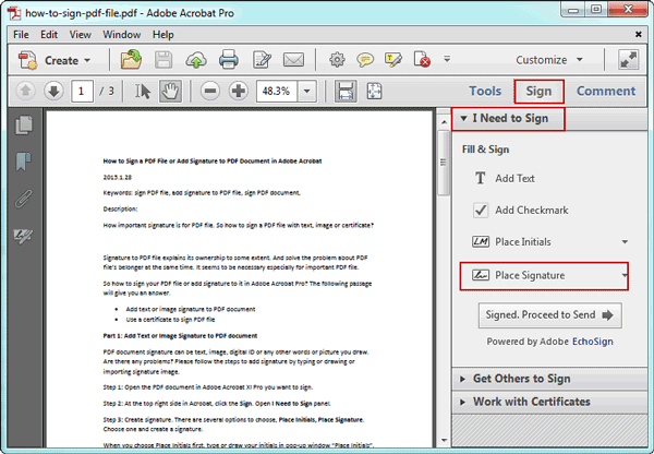 adicione assinatura em pdf acrobat