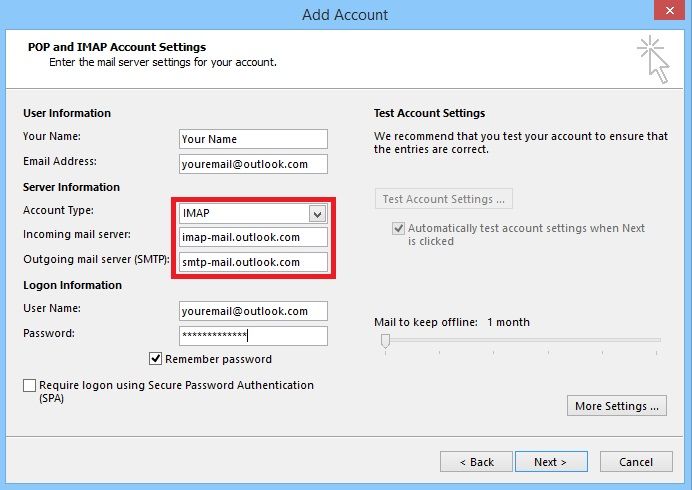 verify account settings