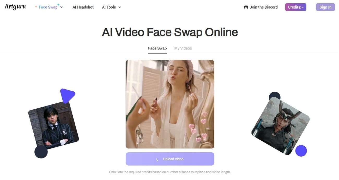 artguru ai face swap video generator