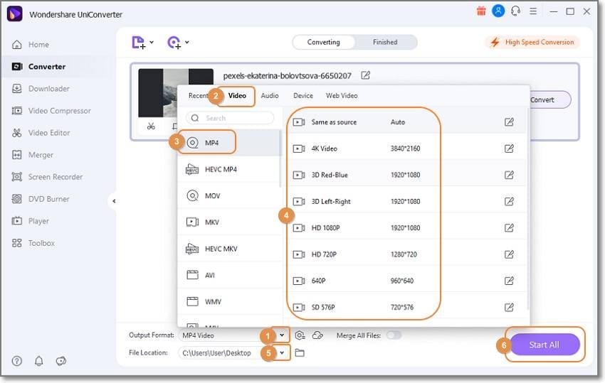 convert ts file to mp4 wih uniconverter