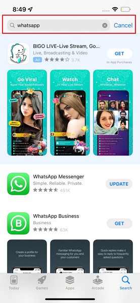 réinstaller whatsapp ios