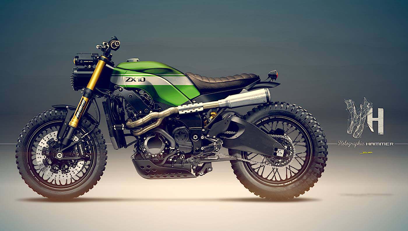 Kawasaki Ninja ZX10R Scrambler by Holographic Hammer  Asphalt 