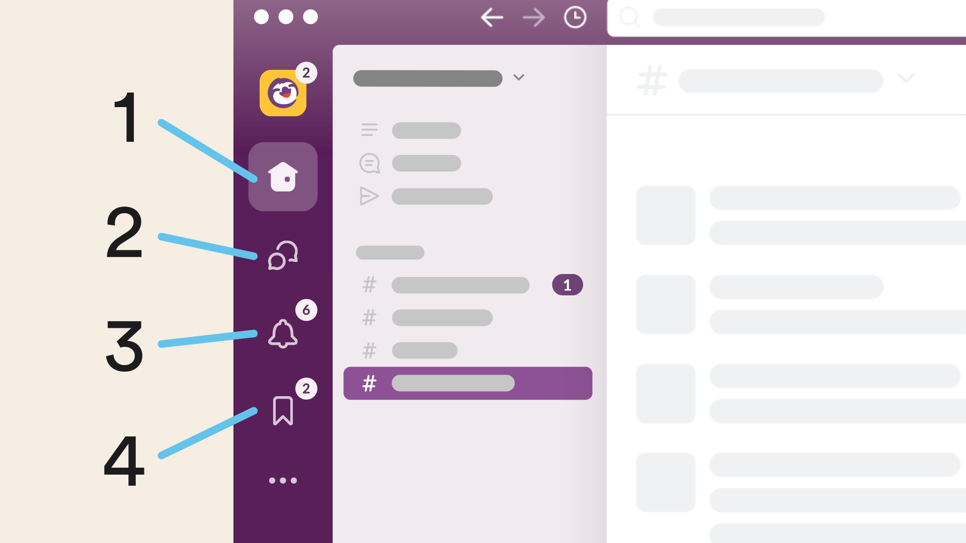 Ansicht der Seitenleiste in Slack