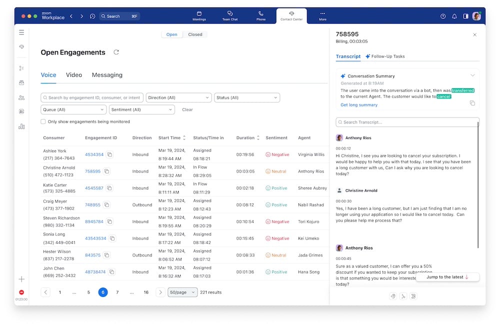 Insights do Zoom CX para o Zoom Workplace