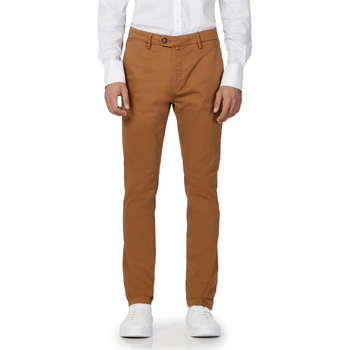 Textil Muži Kalhoty Borghese Firenze - Pantalone Elegante Twill - Fit Slim Oranžová