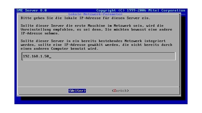 SME Server - Netzwerk