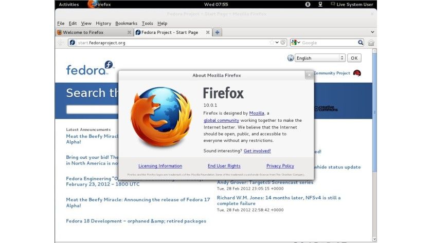 Fedora 17 - Browser