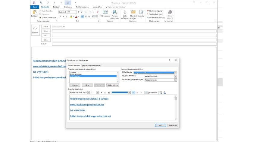 Alle E-Mail-Clients und Web-Mailer erlauben das Anlegen und automatische Einbinden einer Signatur. Im privaten Bereich sollten Anwender das nutzen, im geschäftlichen E-Mail-Verkehrs müssen sie es tun.