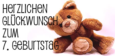 TeddybÃ¤r mit GlÃ¼ckwÃ¼nschen zum 7. Geburtstag als Bild fÃ¼r WhatsApp