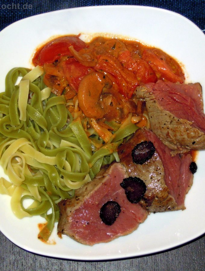 kalbsfilet auf pasta