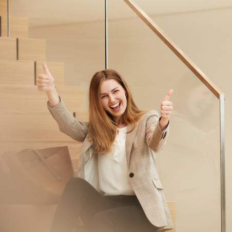 Studentin Treppe begeistert