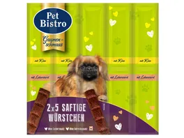 Pet Bistro 2x5 saftige Wuerstchen mit Kaese und mit Leberwurst