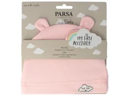 PARSA Beauty Baby Muetze mit Oehrchen und Woelkchenstickerei