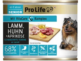 Pro Life Nassfutter fuer Hunde mit Lamm Huhn Aprikose an Leinoel