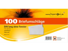 PAPERZONE Briefumschlag ohne Fenster DIN lang selbstklebend weiss 100Stueck