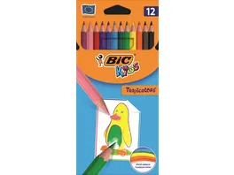 BIC Kids Tropicolors 12er Set Kinder Buntstifte Malstifte ab 5 Jahre Bruchsichere Mine ohne Holz