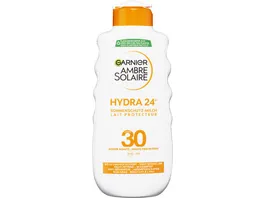 GARNIER Ambre Solaire Milch LSF 30 UV Schutz der Feuchtigkeit spendet und vor Sonnenbrand und Hautalterung schuetzt