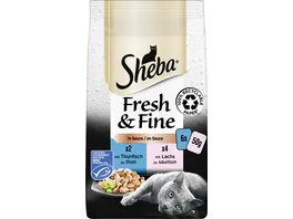 SHEBA Fresh Fine in Sauce mit Thunfisch und mit Lachs Portionsbeutel