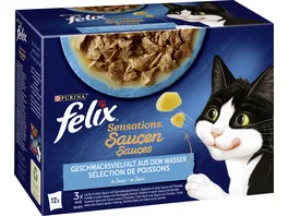 PURINA felix Sensations Saucen Geschmacksvielfalt aus dem Wasser Katzennassfutter