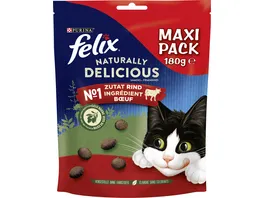 PURINA FELIX Naturally Delicious reich an Rind mit einem Hauch von Goji Beere Katzensnacks