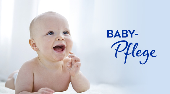 Banner mit Abbildung von Baby und Text Babypflege