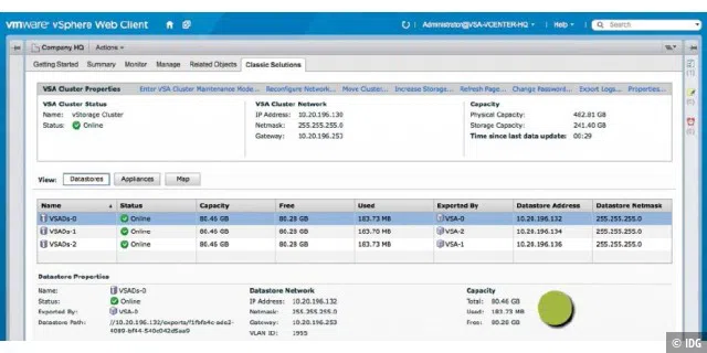 Die vom vSphere-Webclient bereitgestellten grafischen Verwaltungsfunktionen lassen sich nicht zusammen mit der kostenfreien Software Vmware ESXi verwenden.