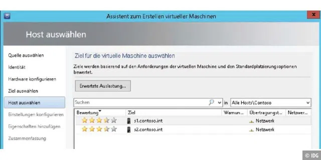 Im Virtual Machine Manager von Microsoft System Center erstellen Sie virtuelle Server in einem mit dem Hyper-VManager vergleichbaren Prozedere. Ein Assistent begleitet den Nutzer dabei.