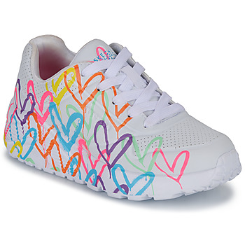 Sko Pige Lave sneakers Skechers UNO LITE BASKETS Hvid / Flerfarvet