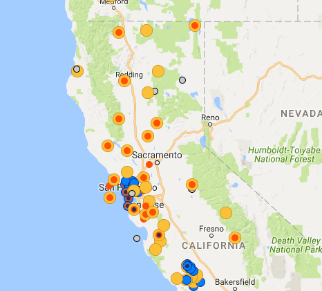Earthquake Map of Northern California