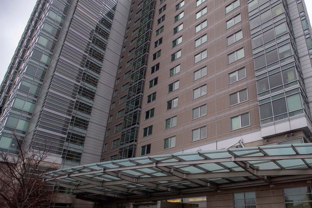 Photo: Exterior of a modern dorm building on Boston University's campus