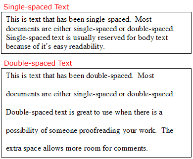 example of double spacing or skipping a line