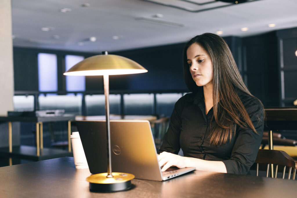 grad student on computer