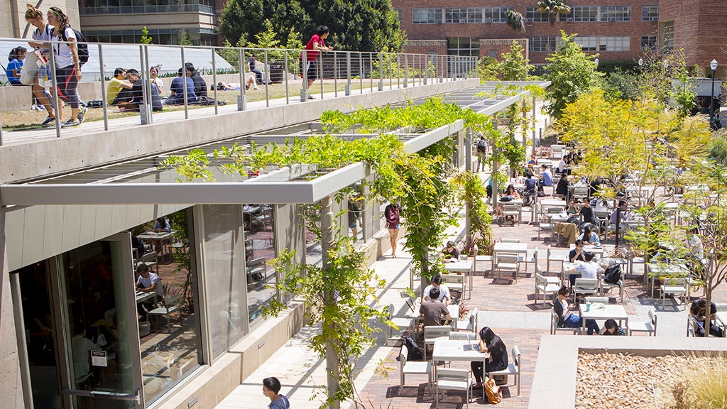 Students study, eat and relax at the Bombshelter Bistro in the Court of Sciences.