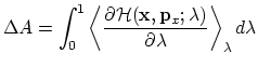 $\displaystyle \Delta A = \int_0^1 \left<\frac{\partial {\cal H}({\bf x}, {\bf p}_x; \lambda)}{\partial \lambda}\right>_\lambda d\lambda$