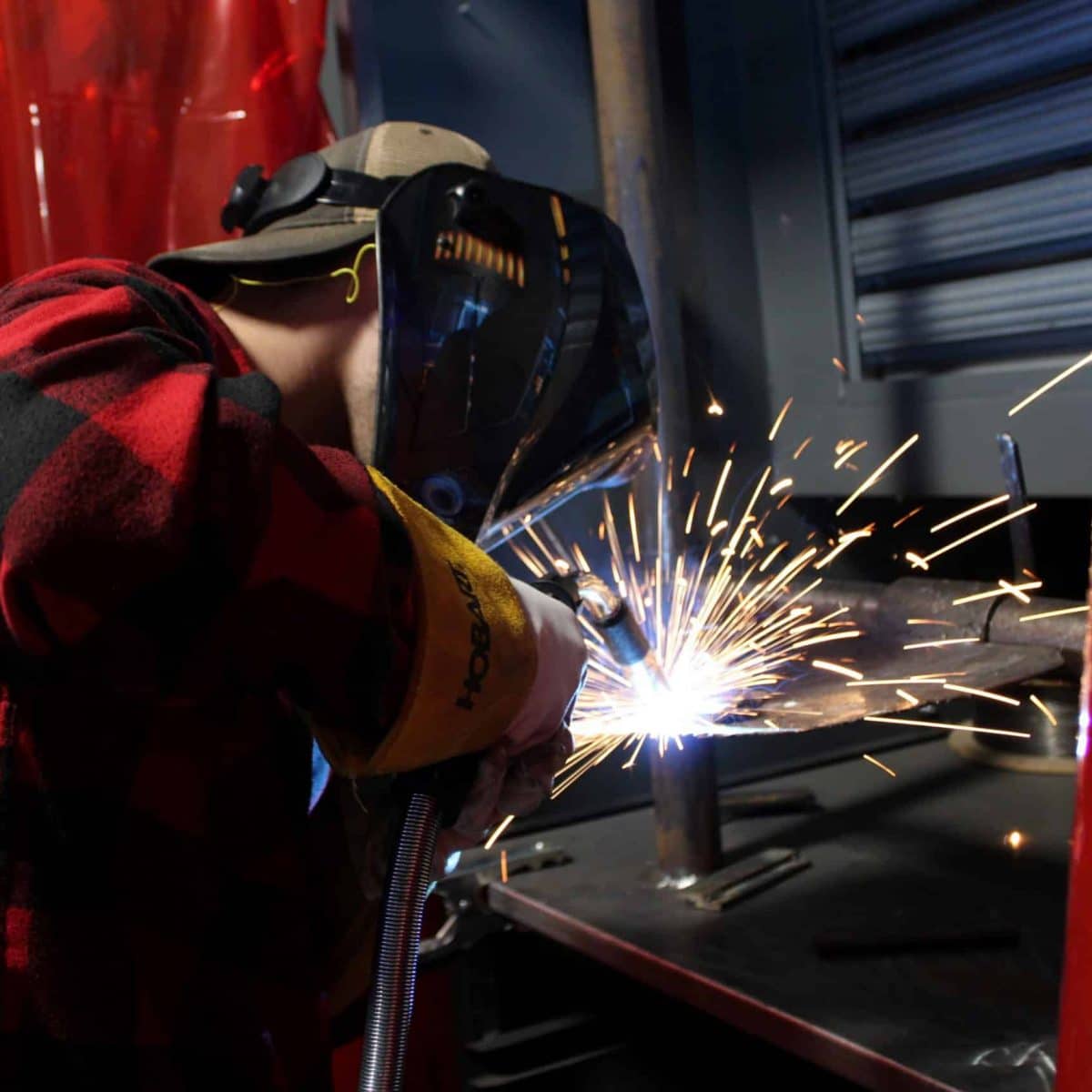 student welding