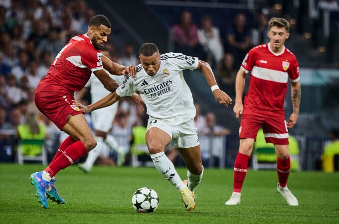 Mbappé, en el partido entre el Real Madrid y el Stuttgart