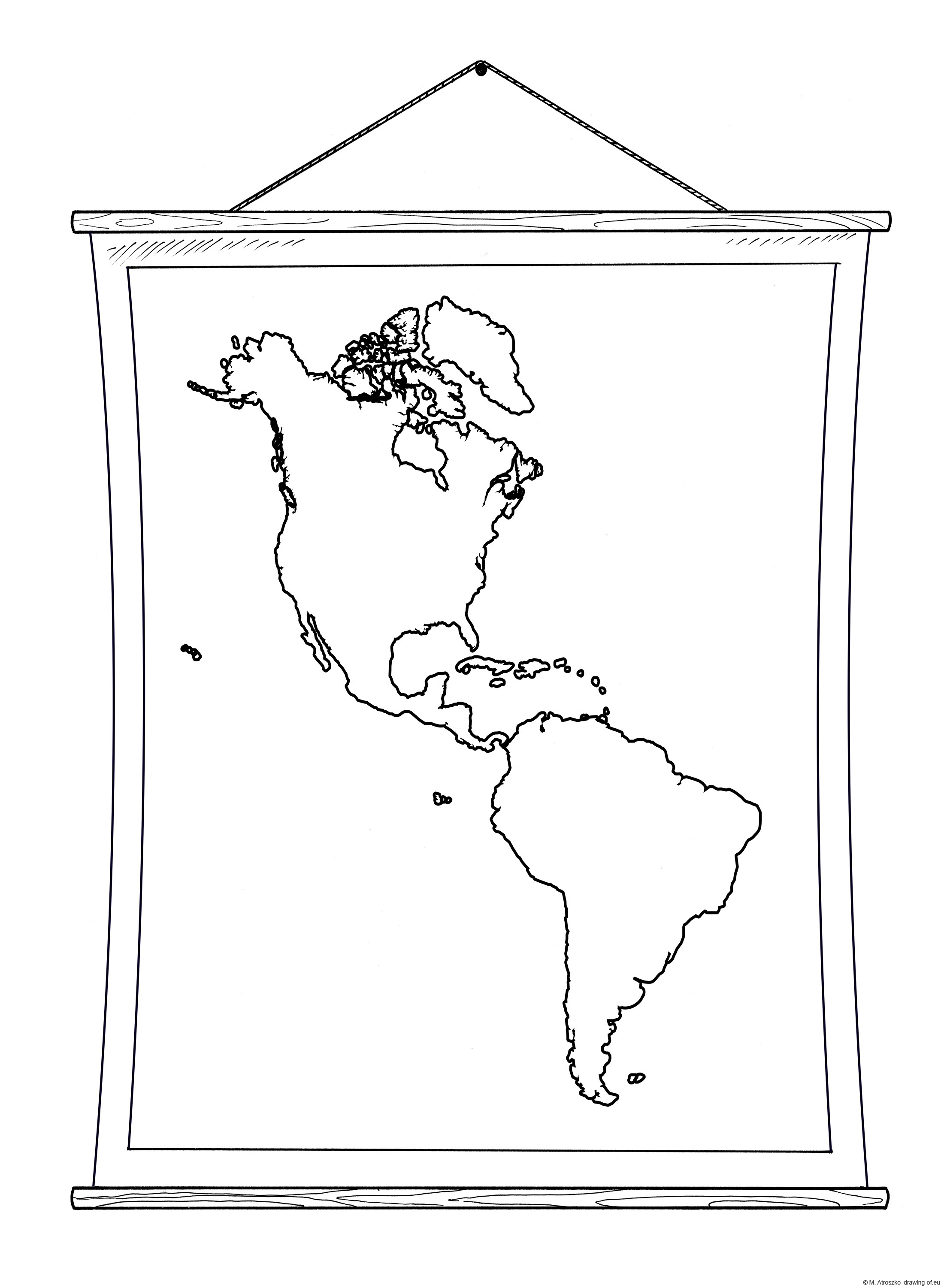 Wall map of America