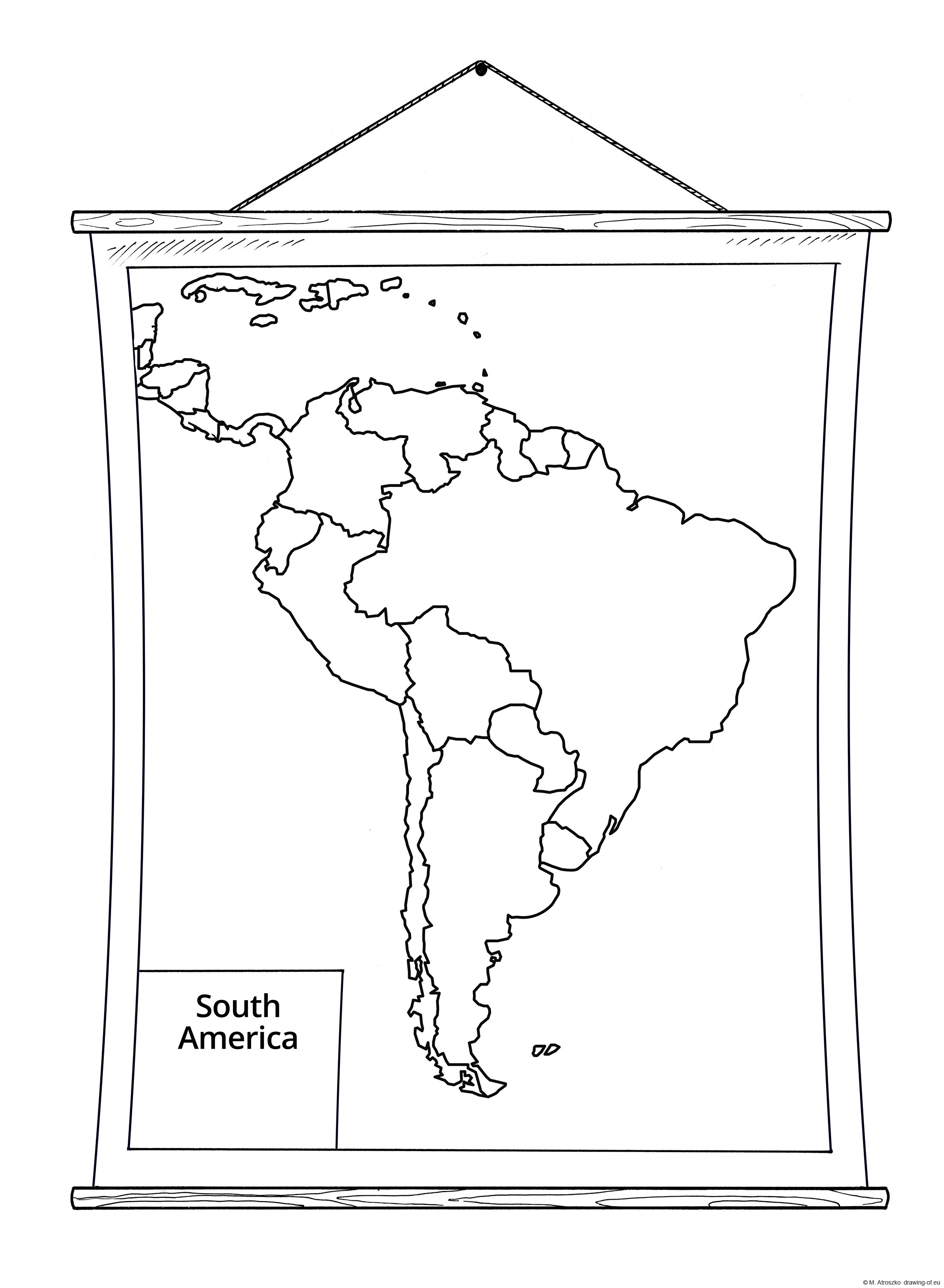 School wall map of South America