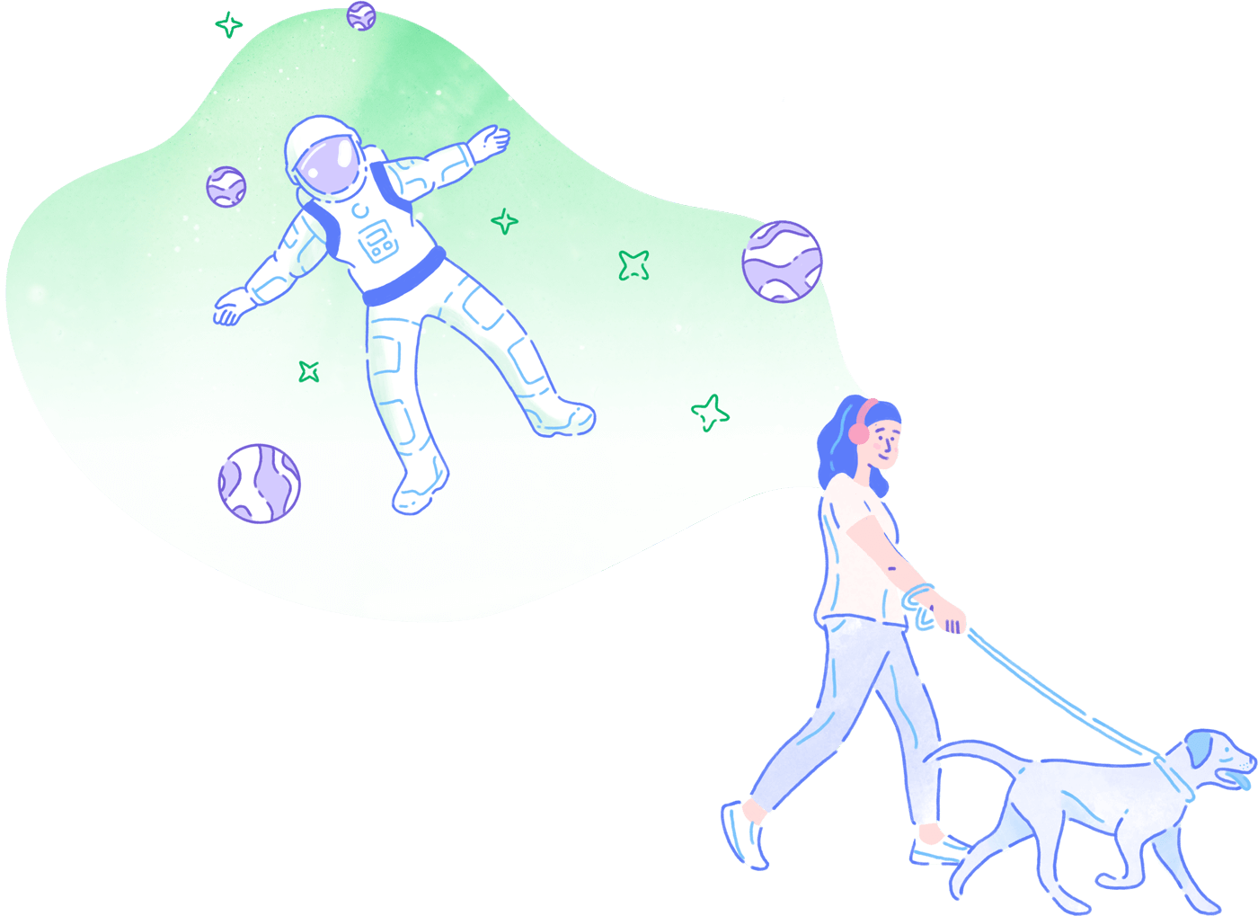 girl with dog illustration