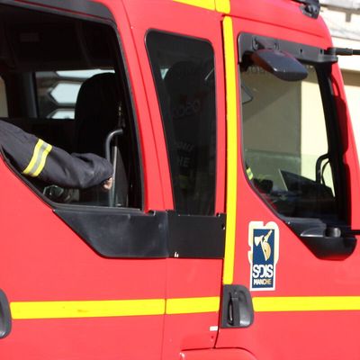 Détail d'un véhicule du SDIS 50, pompiers de la Manche, à Cherbourg