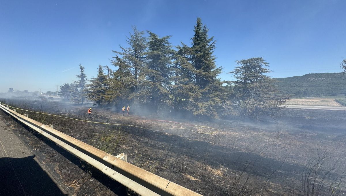 L'incendie s'est déclaré juste après l'aire de Tricastin le long de l'A7 direction Lyon