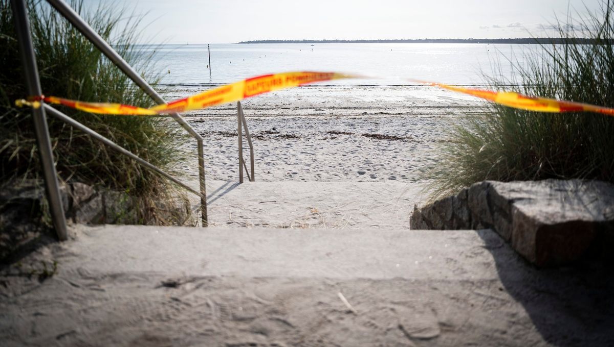 De dimanche à mercredi, la plage des sables blancs de Concarneau a été fermée à toutes activités, surveillée par la police municipales.