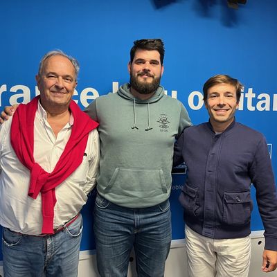 Le président du Balma Olympique Rugby Club Serge Pratmarty (à gauche) invité ce lundi soir.