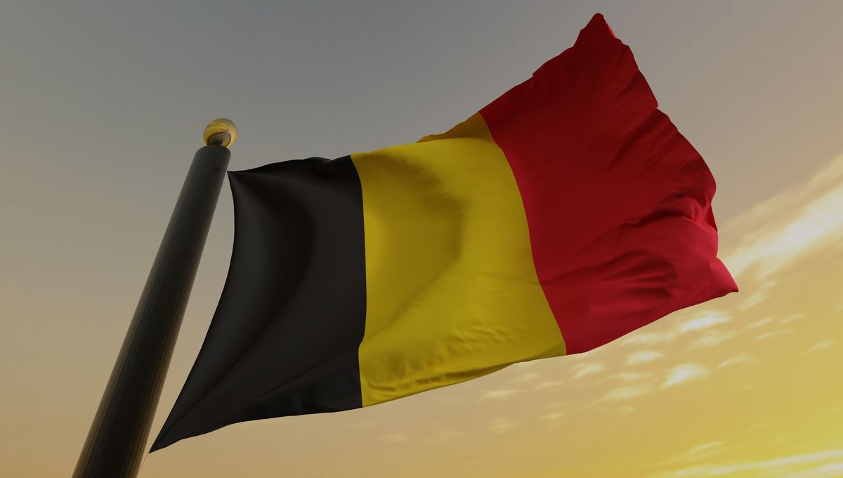 Le drapeau de la Belgique qui flotte