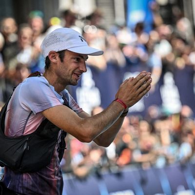 Kilian Jornet lors de sa victoire sur l'UTMB en 2022.